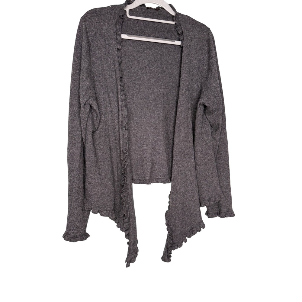 J.McLaughlin grey cashmere scalloped‎ cardigan sweater